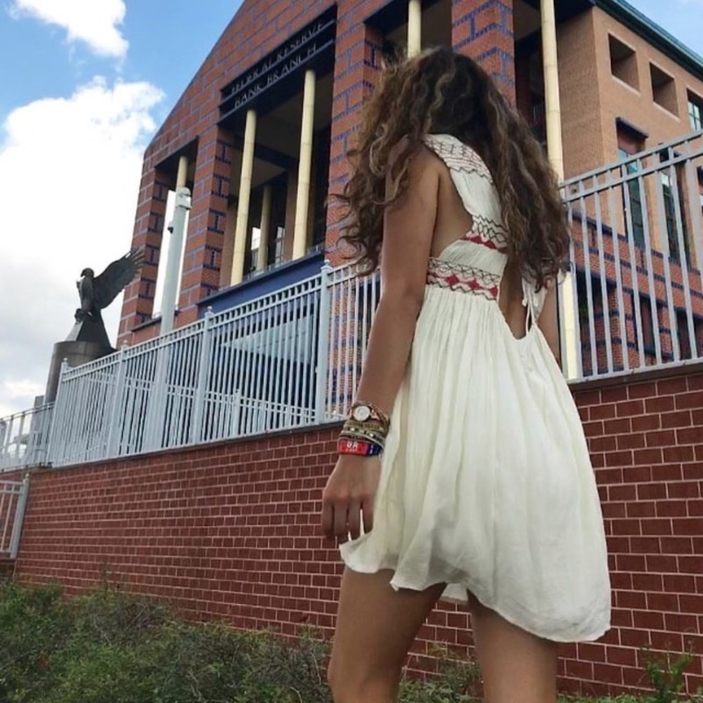 Free People embroidered lace up dress - Picture 2 of 5