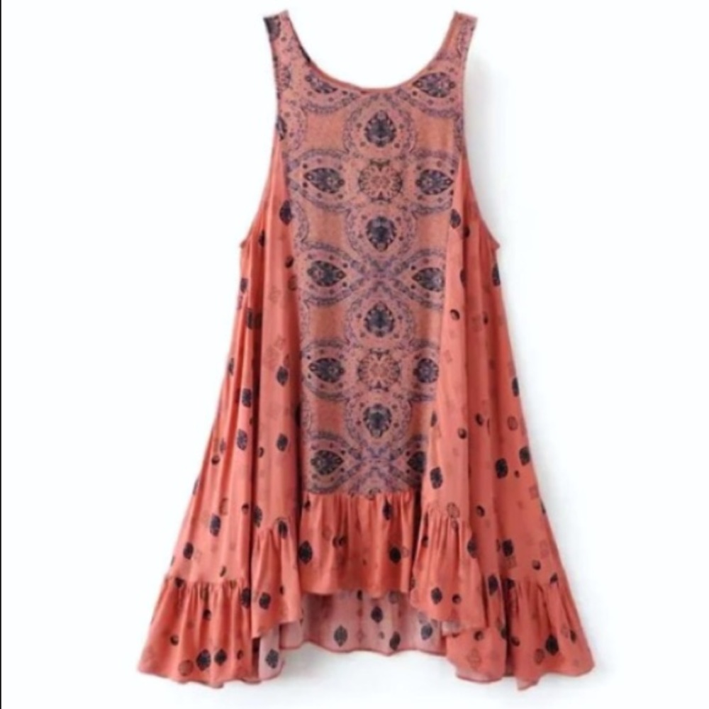 Flowy Ruffled Tunic DRESS Keyhole Open Back NEW!! - Picture 4 of 5