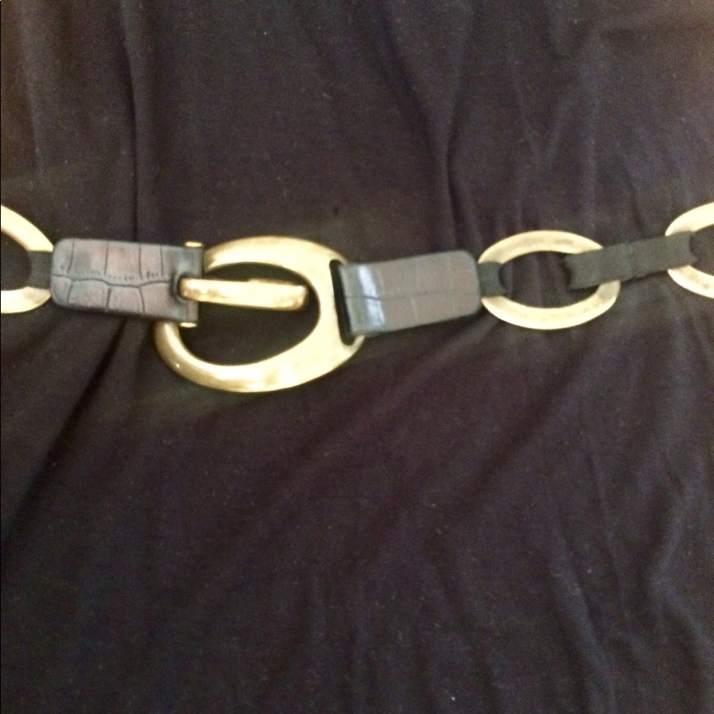 Black leather and brass belt