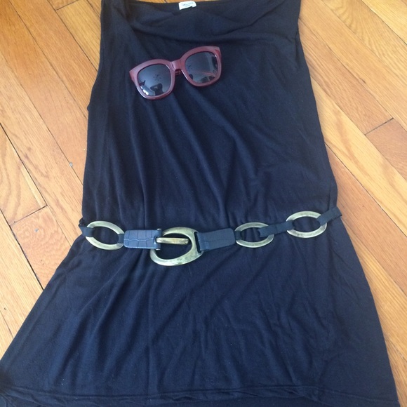 Black leather and brass belt