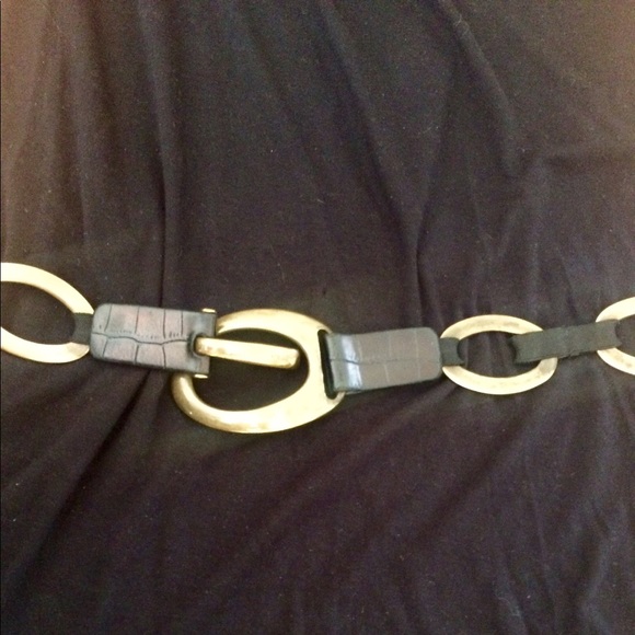 Black leather and brass belt main image 5