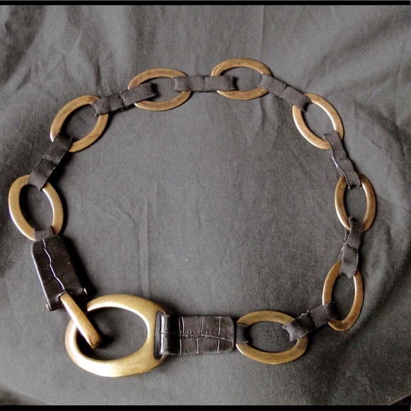 Black leather and brass belt main image 6