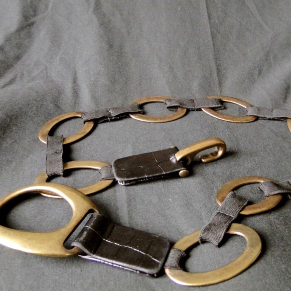 Black leather and brass belt main image 4