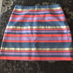 J Crew Factory Shiny-Stripe Mini Skirt