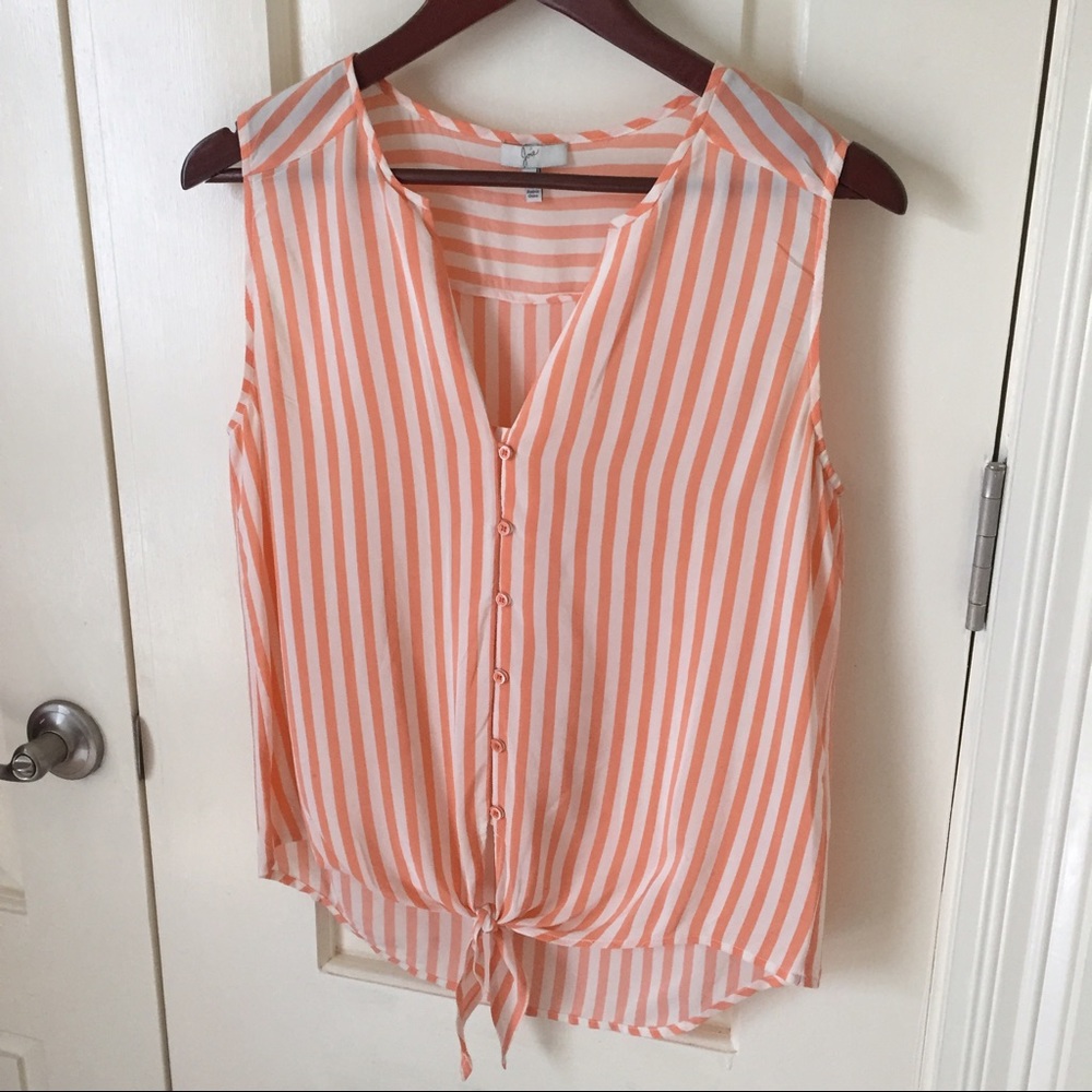 Joie salmon & white striped blouse