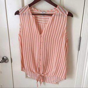 Joie salmon & white striped blouse