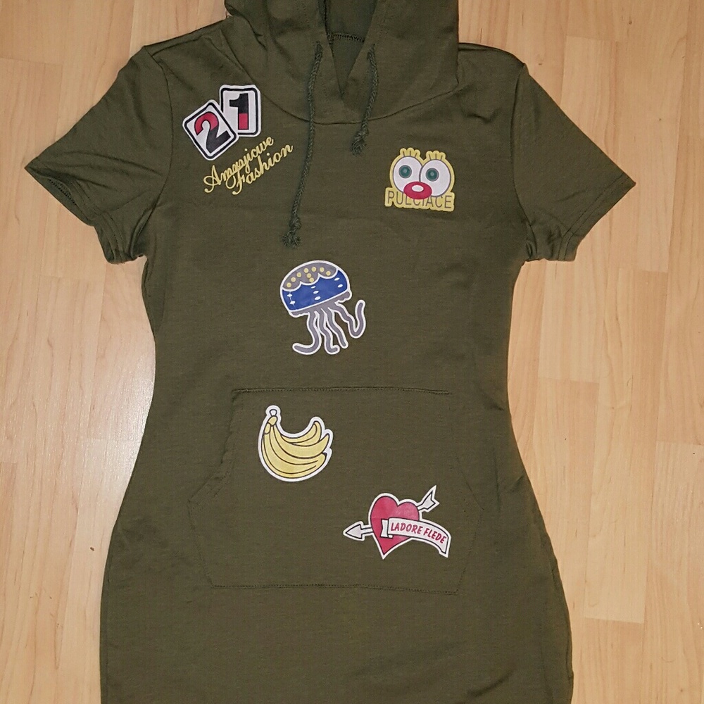 Short Green hooded dress