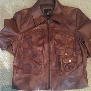 Cognac colored  Leather Coat