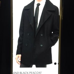 🔴Men's Calvin Klein Wool Blend Black Peacoat new