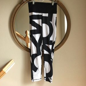Adidas black and white print climalite leggings