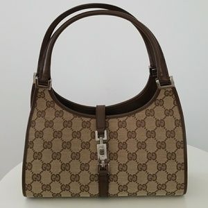 AUTHENTIC Gucci Bardot Brown Canvas Satchel