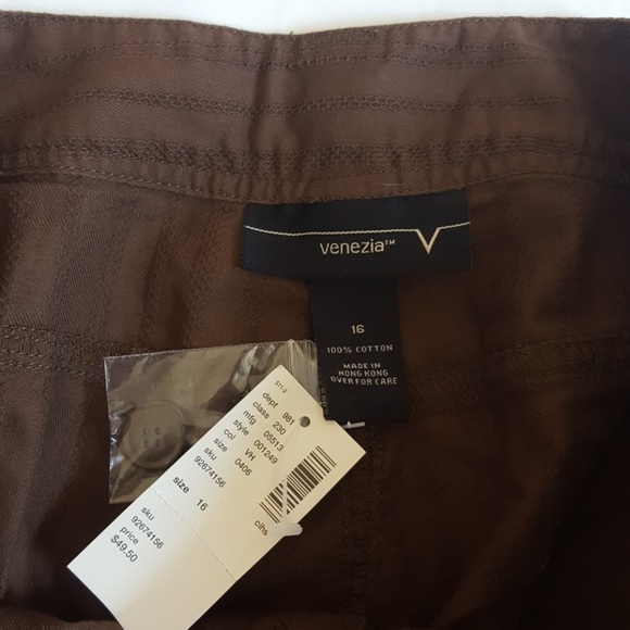 Venezia Brown Pinstripe Trousers NWT - Picture 3 of 3