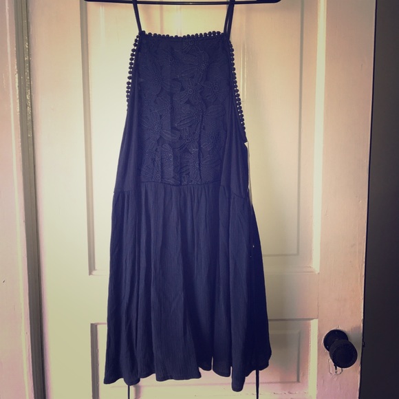 Navy Blue Lace Romper - Picture 1 of 1