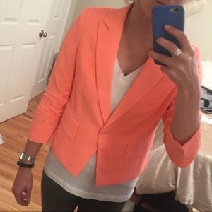 Hot coral cropped blazer