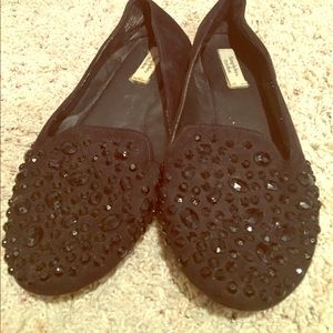 Black studded loafers