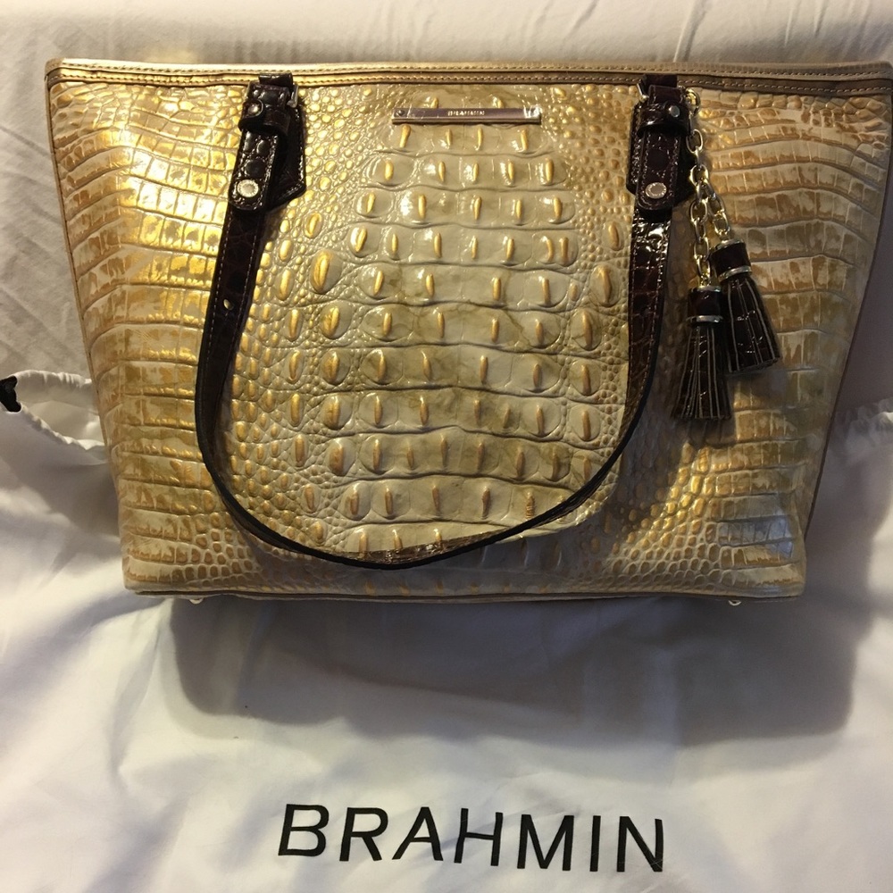 New Brahmin Medium Asher in White Tortoise Coro