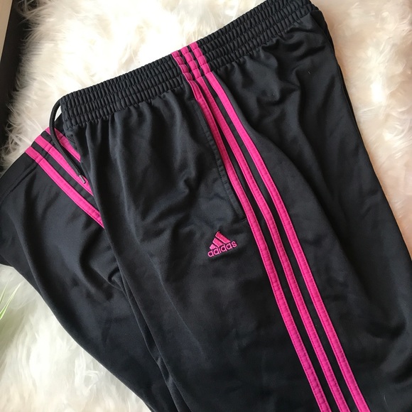 Adidas Pants - Adidas charcoal gray hot pink athletic jogger M