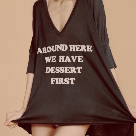Wildfox Tops - Wildfox "Around Here We Have Dessert First" Tee