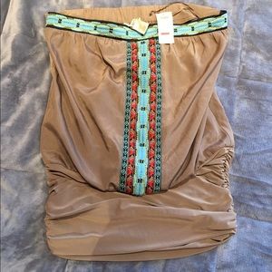 Beige dress with tribal print beautiful design.