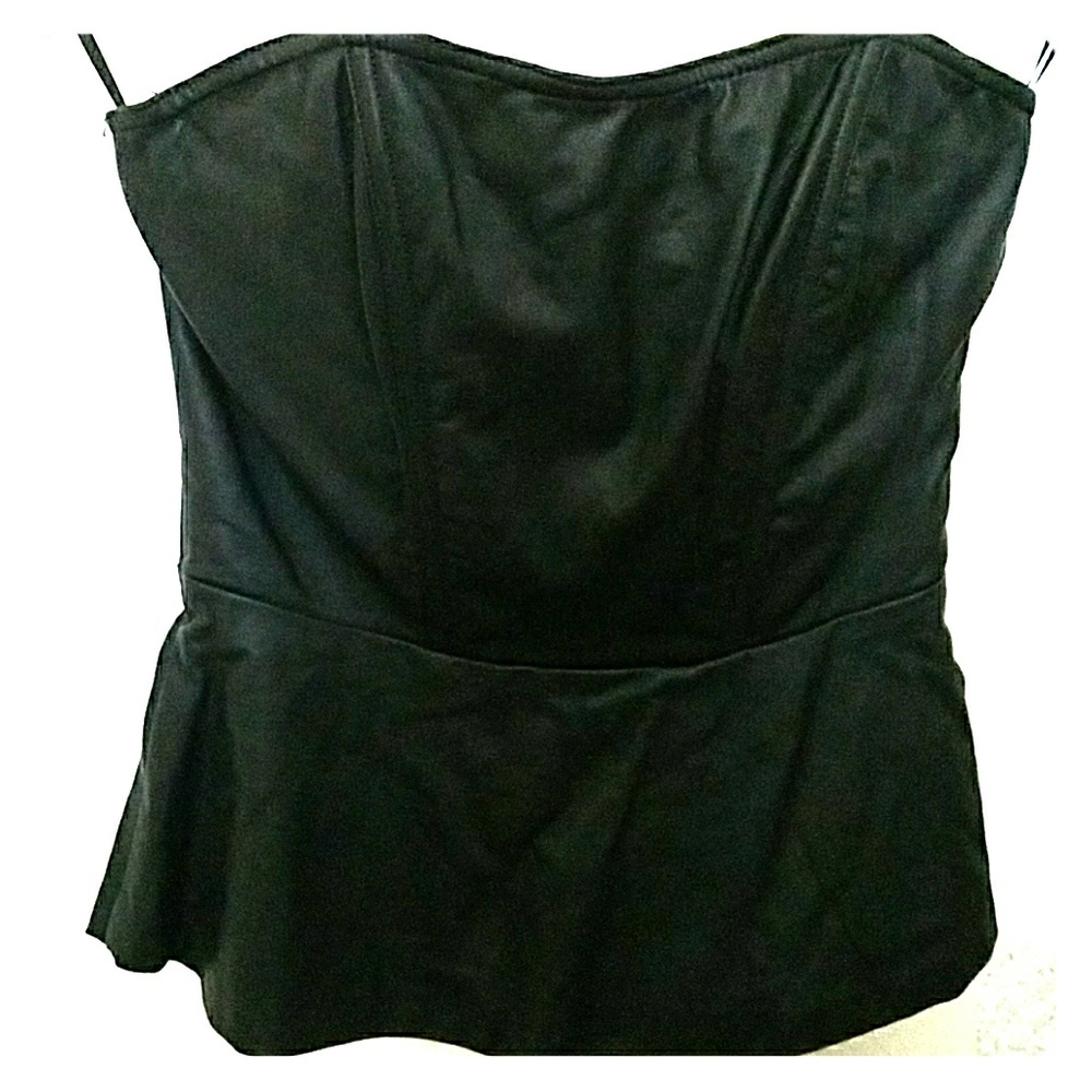 BNWT Express Black Faux Leather Peplum Corset Top