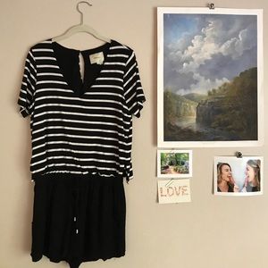 Black and white striped romper from Anthropologie