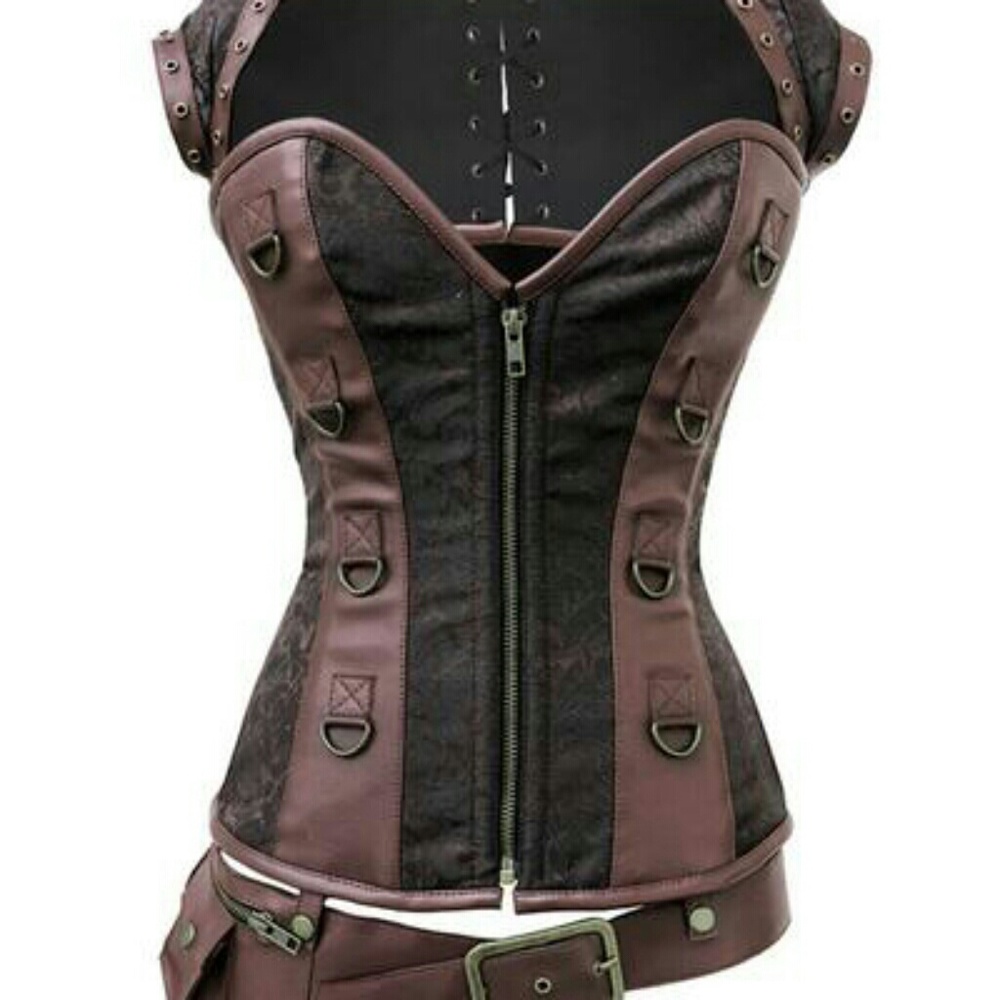 Xs corset w/detachable sleeves and belt