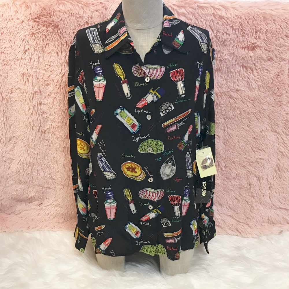 Nicole Taylor Vintage "Makeup Lipstick" Blouse NWT