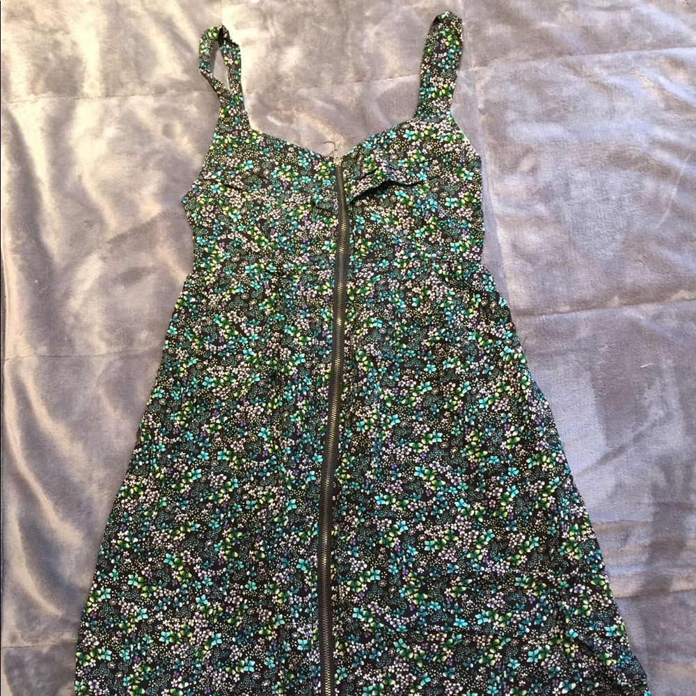 Blue dress with front zip