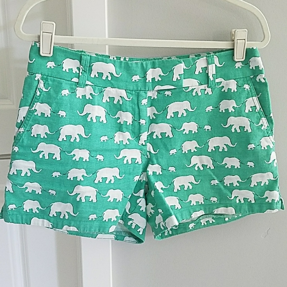 Loft Green Elephant Linen Shorts