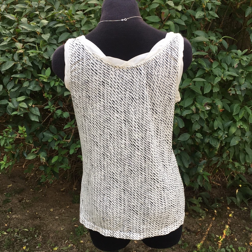 LOFT white & black print tank top NWOT - Picture 4 of 6