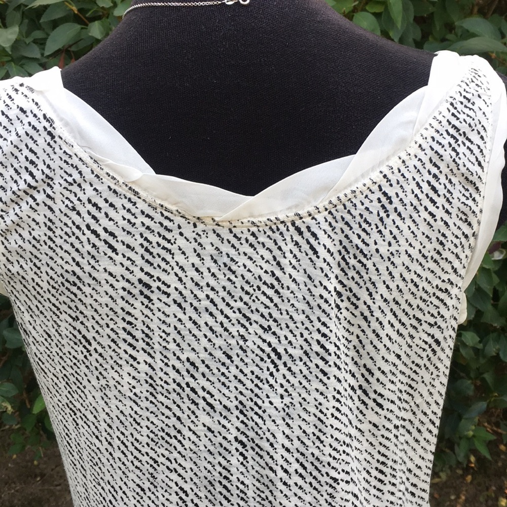 LOFT white & black print tank top NWOT - Picture 5 of 6