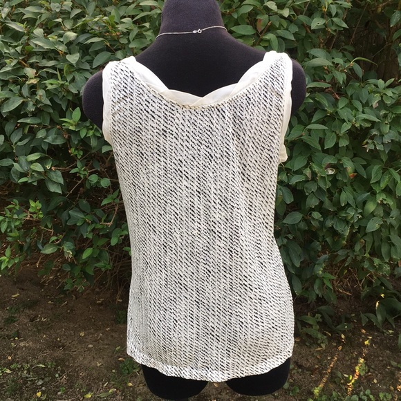 LOFT white & black print tank top NWOT - Picture 4 of 6