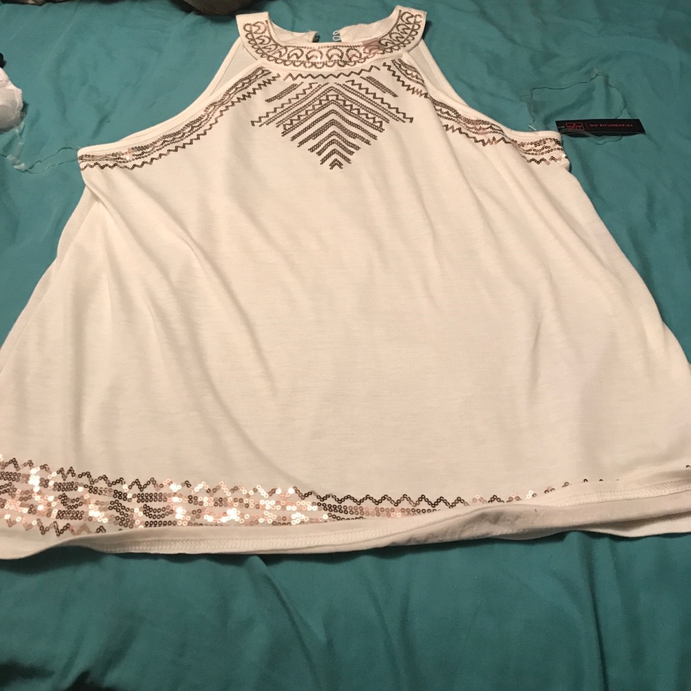 Dressy tank top with gold sequins