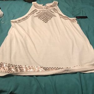 Dressy tank top with gold sequins