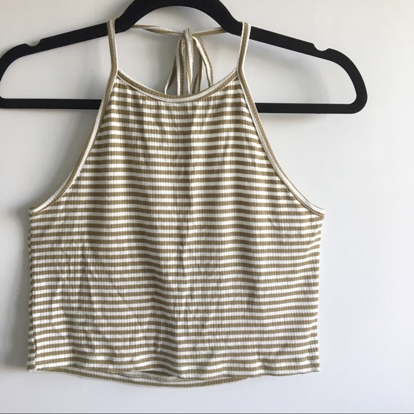 Gypsies & Moondust Tops - Striped Rib Knit Halter Top