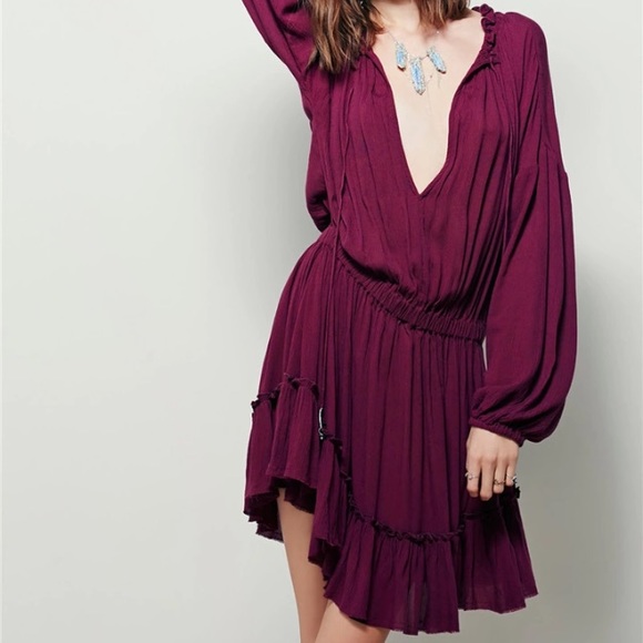 Flowy Ruffled Tunic DRESS Keyhole Tie Neckline - Picture 6 of 8