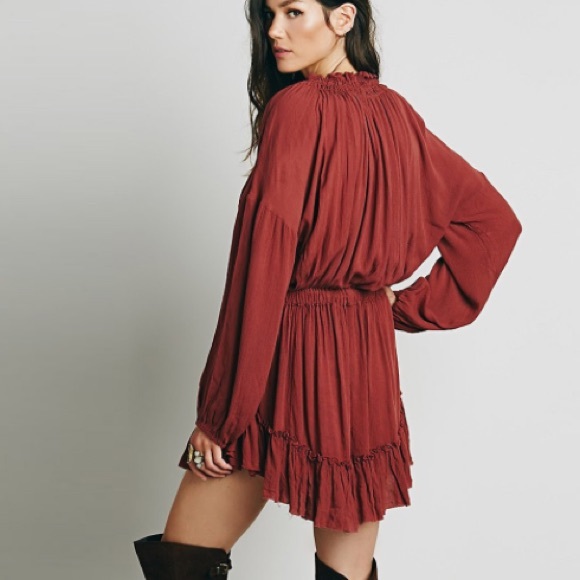Flowy Ruffled Tunic DRESS Keyhole Tie Neckline - Picture 4 of 8
