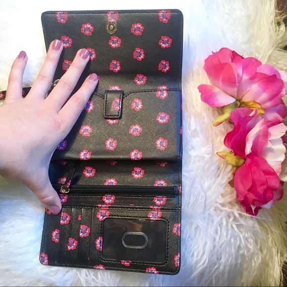 Black & Floral Tri-Fold Wristlet + Phone Pouch - Picture 2 of 5