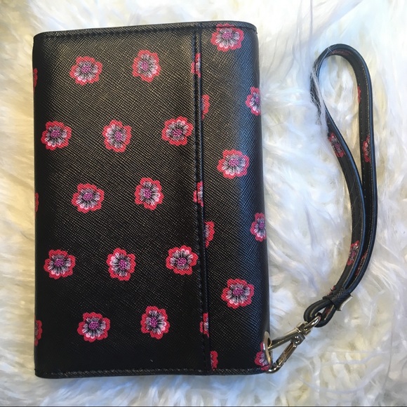 Black & Floral Tri-Fold Wristlet + Phone Pouch - Picture 4 of 5
