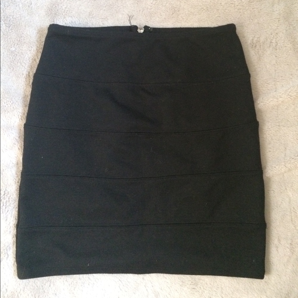 Black, striped mini skirt