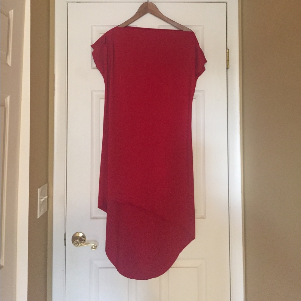 Red asymmetrical dress