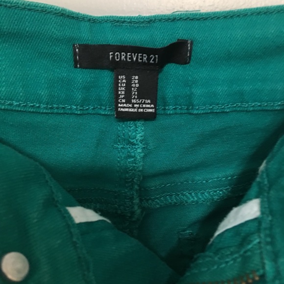 Women's Forever 21 Green Denim Shorts - Picture 3 of 5