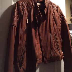 Tan Leather Moto Jacket