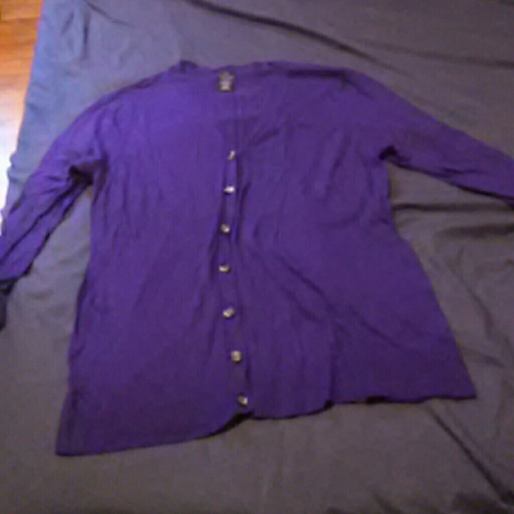 Purple cardigan sweater plus