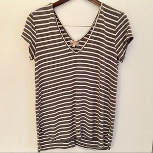 ANTHROPOLOGIE Striped V-Neck Tee