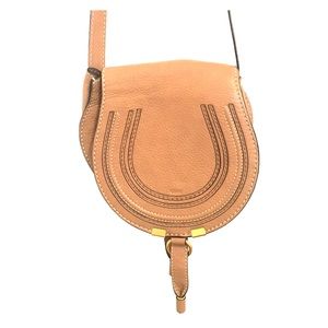 Chloe Mini Marcie Leather Saddle Bag, Tan