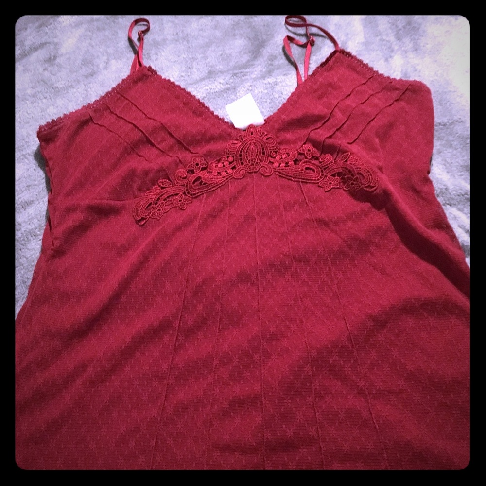XL Burgundy Deep Red Double Layered Tank Top