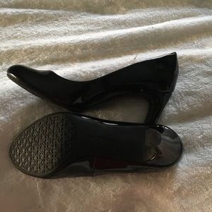 Black patent leather heels