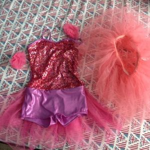 3 piece pink dance costume