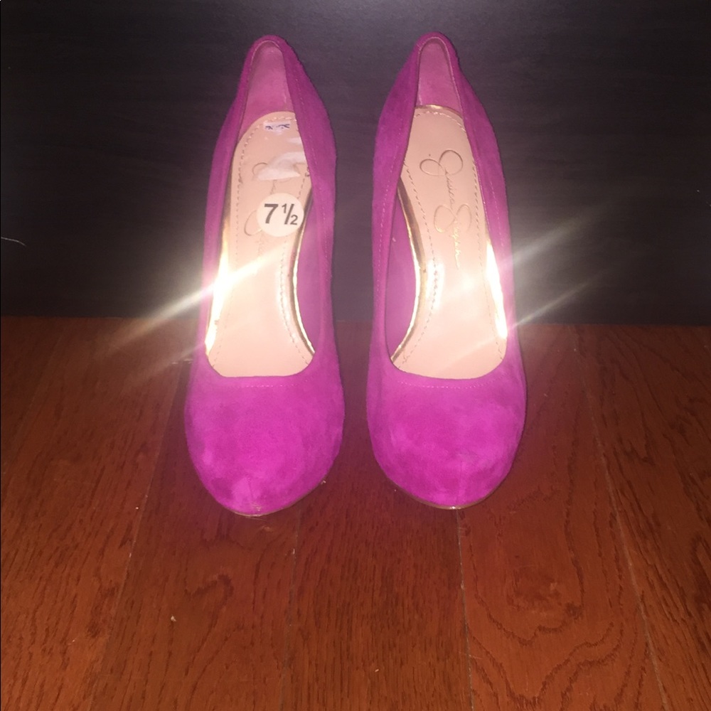 Jessica Simpson Pink Suede Platform heels